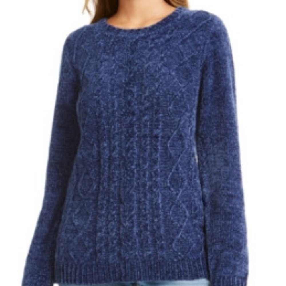 Karen Scott Cable Knit Chenille Sweater